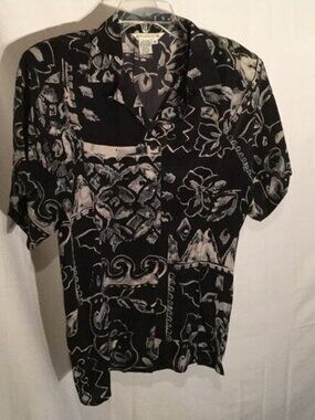 Studio A Black/grey S silk fitted style blouse